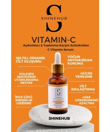 SHINEHUB Vitamin C Serum Brightening & Anti-Aging & Antioxidant 10% Vitamin C 0.5% Ferulic Acid Evit - Buy Online on GoSupps.com
