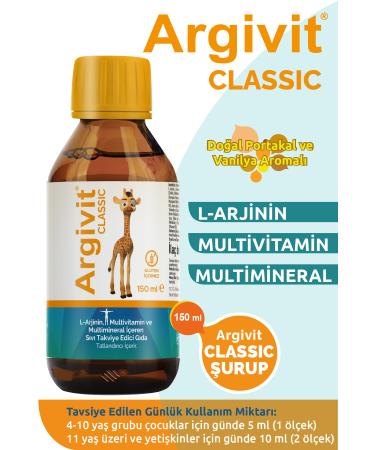 Argivit Classic 2-pack L-arginine Multivitamin Multimineral Syrup 150 ml - Natural Orange and Vanilla Flavor - Buy Online on GoSupps.com