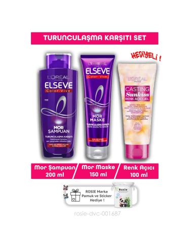Elseve Anti-Orange Purple Shampoo 200ml + Hair Mask 150ml Casting Sunkiss Lightening Gel 10