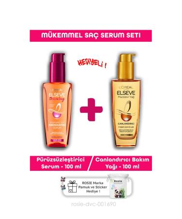 Elseve Dream Long Perfect Hair Serum Oil 100ml + Miraculous Revitalizer 100 Ml 2 Li and ROSIE