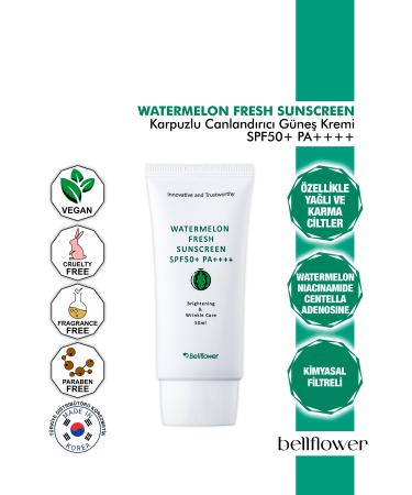 Bellflower Watermelon and Centella Moisturizing and Refreshing Effective Sun Cream SPF50+ PA++++ 50ml