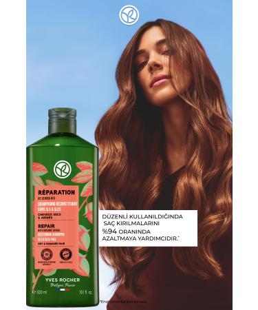 Yves Rocher Repairing Prebiotic Shampoo for Damaged Hair (Reparation) - Salt-Free & Vegan-300 ml - Buy Online on GoSupps.com