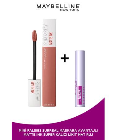 Maybelline New York Super Stay Matte Ink Unnude Liquid Matte Lipstick 65 Seductress & Mini Falsies Surreal Mascara