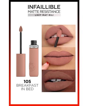 L'Oreal Paris Infaillible Matte Resistance Liquid Matte Lipstick - 105 Breakfast In Bed - Buy Online on GoSupps.com
