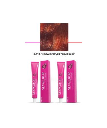 nina zone 2 li Set Premium 8.444 Light Blonde Very Intense Copper - Permanent Cream Hair Dye 2 X 50 g Tube