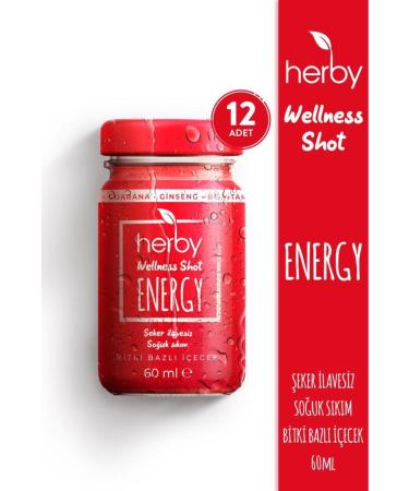 Herby Energy Ginseng Shot 12 Pack Energy Support Plant Based Drink 60 ml