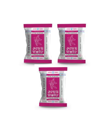 Pink Wolf Decaffeinated Turkish Coffee Soft Drink 100 gr. X 3 Pieces SET OF 3