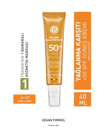 Yves Rocher Spf 50 High Protection Anti-Oil and Anti-Stain Face Sun Cream/Solaire Peau Parfaite-40 ml