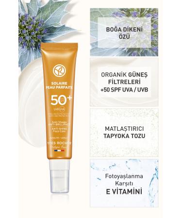 Yves Rocher Spf 50 High Protection Anti-Oil and Anti-Stain Face Sun Cream/Solaire Peau Parfaite-40 ml - Buy Online on GoSupps.com