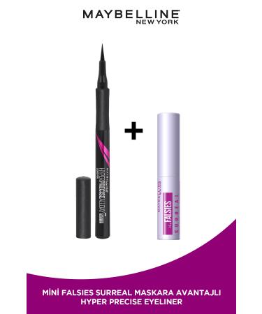 Maybelline New York Hyper Precise All Day Matte Black Eyeliner 701 + Mini Falsies Surreal Mascara Advantage Set