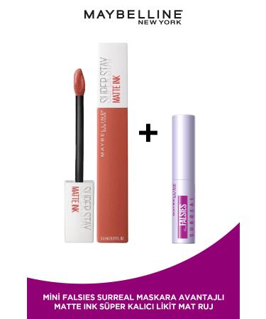 Maybelline New York Super Stay Matte Ink Unnude Liquid Matte Lipstick 70 Amazonian & Mini Falsies Surreal Mascara