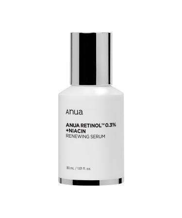 ANUA Retinol 0.3% + Niacin Renewing Serum - Anti-Wrinkle Anti-Blemish 8 Types of Peptides Retinol Serum 30ml