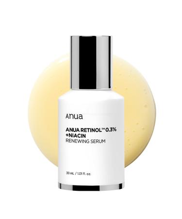 ANUA Retinol 0.3% + Niacin Renewing Serum - Anti-Wrinkle Anti-Blemish 8 Types of Peptides Retinol Serum 30ml - Buy Online on GoSupps.com