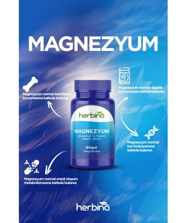 Herbina Magnesium Bisglycinate L-Threonate Malate Citrate 60 Capsules - Buy Online on GoSupps.com