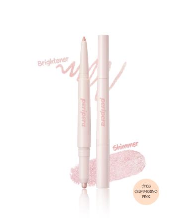 PERIPERA Double-Sided Shimmering Pencil Eyeshadow Sugar Twinkle Duo Eye Stick (03 GL MMER NG PINK)
