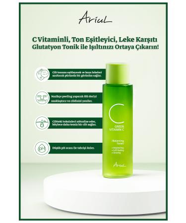 Ariul Green Vitamin C Toner 150 Ml | Tone Equalizer Anti-Stain | Glutathione Pha 13 Vitamin Complex - Buy Online on GoSupps.com