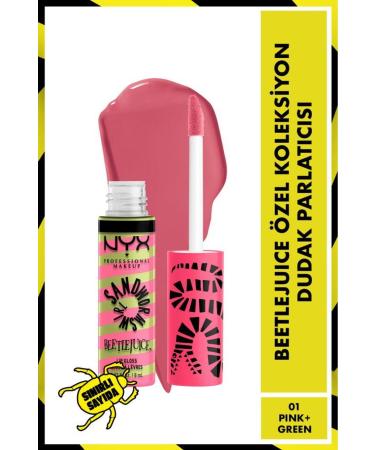 NYX Professional Makeup Beetlejuice Special Collection Lip Gloss - 01 Pink + Green