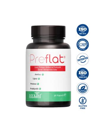 Preflat - Enteric Capsule Supplementary Food Containing Probiotics and 3 Enzymes - Buy Online on GoSupps.com