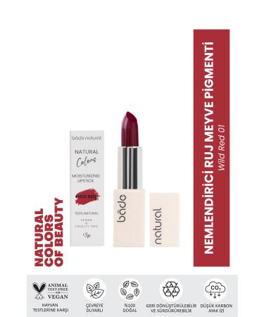 Bade Natural Moisturizing Lipstick Fruit Pigment Colorant Wild Red 01 0 Natural