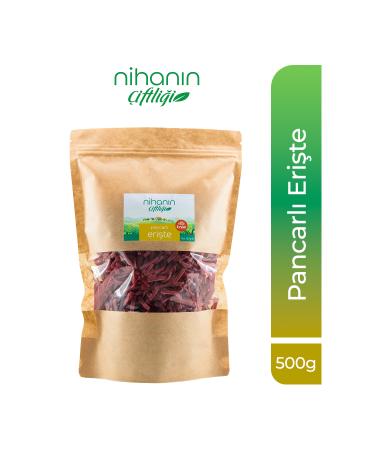 Nihan's Farm Additive-Free Hand-Cut Organic Flour Home Made Noodles with High Nutritional Value 500 Gr (with beetroot)