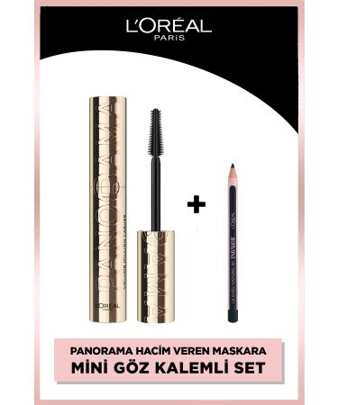 L'Oreal Paris Panorama Volumizing Mascara Black & Paradise Le Khol Mini Eyeliner Makeup Set