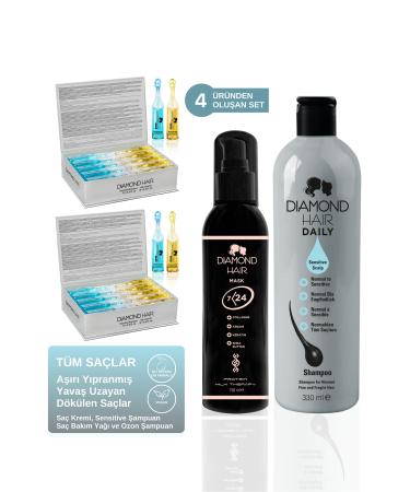 DIAMOND HAIR 2 Pieces Daimond Hair Sensitive Shampoo Conditioner Mask