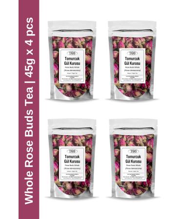 TOS The Organic Spices Bud Rose Tea 45 gr x 4 Pieces | Whole Rose Buds Tea | Rosa damascena | Advantageous Set