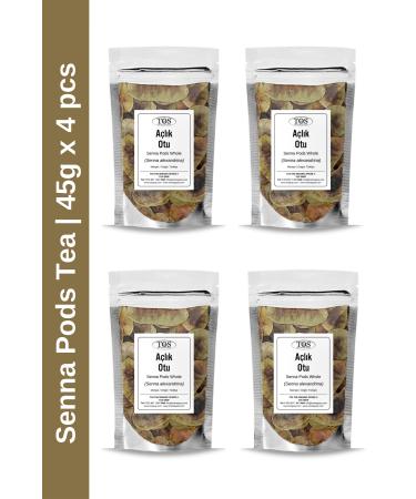 TOS The Organic Spices Hunger Herb Tea 45 gr x 4 Pieces | Senna Pods Tea | Senna alexandrina | Advantageous Set