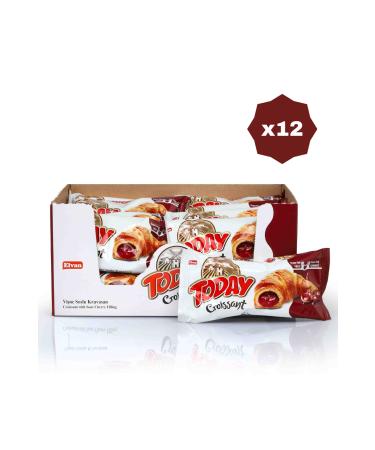 Elvan TODAY CROISSANT WITH VANILLA AND SOUR CHERRY PACKAGE 40 GR - (12 PACKS)