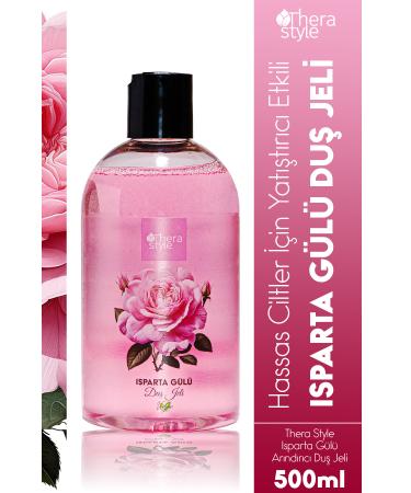 Thera Style Isparta Rose Purifying Vegan Shower Gel 500ml | Pink Rose Shower Gel | Long-lasting Fragrance Large Size