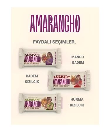 Amarancho Fruit and Cereal Bar. 3 Piece Set (amaranth mango almond cranberry date)