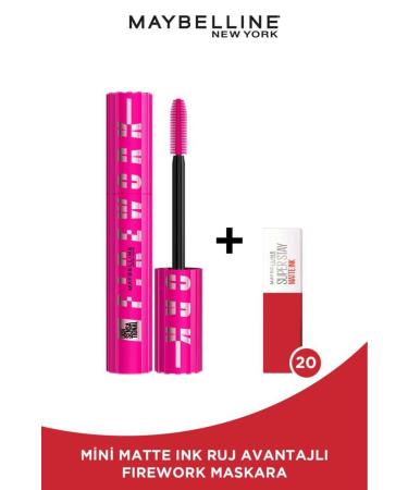 Maybelline New York Lash Sensational Firework Mascara & Mini Matte Ink 20 Red Lipstick Makeup Set