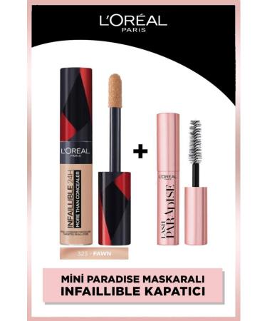 L'Oreal Paris L'Or al Paris Infaillible 24H All Face Concealer 323 Fawn & Mini Mascara Makeup Set