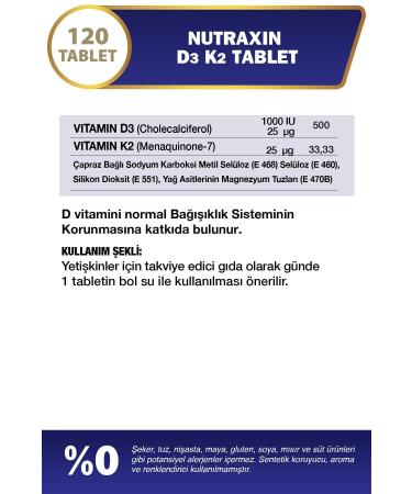 Nutraxin VITAMIN D3K2 VITAMIN 120 TB - Buy Online on GoSupps.com