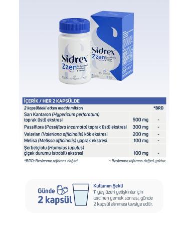 SIDREX Zzen Passiflora Valerian and St. John's Wort Extracts Containing Supplementary Food 60 Capsules - Buy Online on GoSupps.com