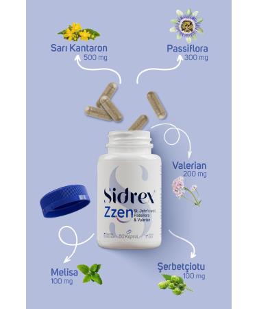 SIDREX Zzen Passiflora Valerian and St. John's Wort Extracts Containing Supplementary Food 60 Capsules - Buy Online on GoSupps.com