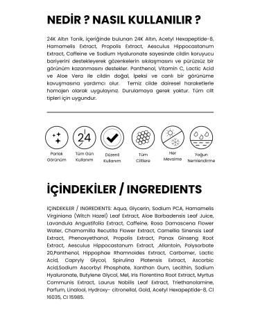 nefin beauty Gold Tonic 24K Pure Gold Particle Firming and Soothing VitaminC LacticAcid AloeVera150ML - Buy Online on GoSupps.com