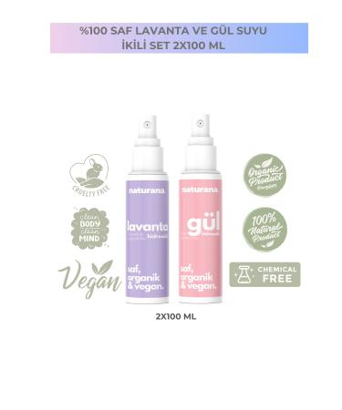 Naturana 0 Natural Organic Lavender Water & Organic Rose Water Tonic/hydrosol 2x100 ml