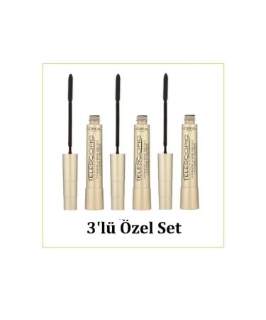 L'Oreal Paris Loreal Telescopic Gold Long Looking Black 3-Piece Mascara Set