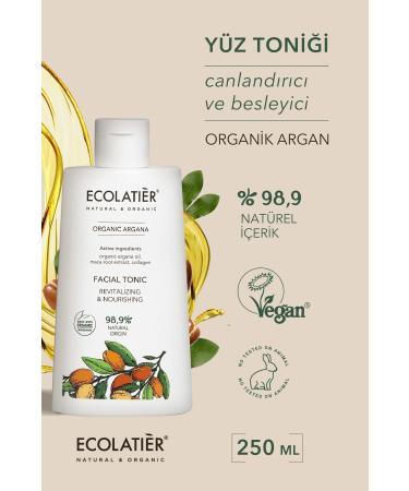 ECOLATIER Face Toner Organic Argan Revitalizing Moisturizing Face Cleansing Toner for All Skin Types 250 ml