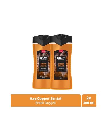 Axe Premium Collection Shower Gel Copper Santal 3 In 1 Body Hair Face 300 ml X2