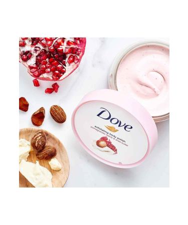 Dove Body Scrub Pomegranate Seed & Shea Butter 225 ml Macademia Nut & Rice Milk 225 ml - Buy Online on GoSupps.com