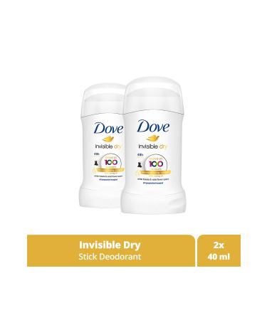 Dove Women's Stick Deodorant Invisible Dry 1/4 Moisturizing Cream Effective 40 ml X2