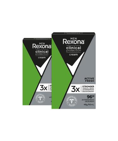 Rexona Men Clinical Protection Stick Deodorant Active Fresh Up to 96 Hours Protection 45 ml X2 Pieces - Buy Online on GoSupps.com