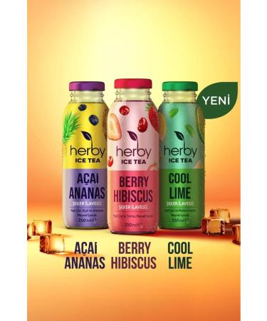 Herby Ice Tea Berry Hibiscus Iced Tea No Sugar Added 250 ml x 12 - Buy Online on GoSupps.com