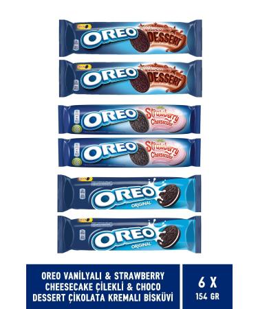 Oreo Vanilla & Choco Dessert & Strawberry Cheesecake 154 gr Biscuit - 12 Pieces - Buy Online on GoSupps.com