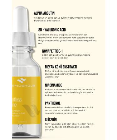Dermoshour Spotless Shine Face Serum - Anti-Spot & Brightening Tone Equalizer (Alpha Arbutin & Niacinamide) - Buy Online on GoSupps.com
