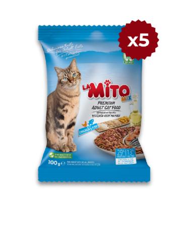 LaMitoMix Adult Cat 100 gr x 5 Pieces Chicken and Fish Colorful Granular Adult Cat Food