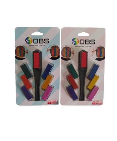 OBS 7 Coloured Organic Hair Chalk with Comb.