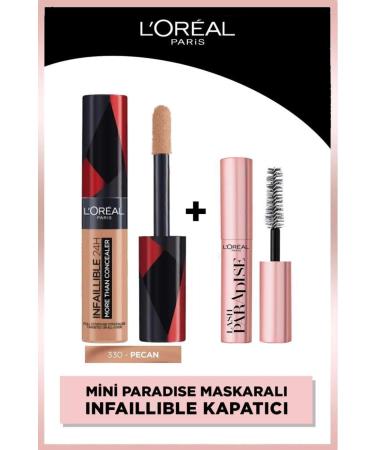 L'Oreal Paris L'Or al Paris Infaillible 24H All Face Concealer 330 Pecan & Mini Mascara Makeup Set